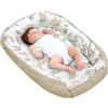 Medi Partners Riduttore Lettino Neonato - 100x60x15 Nido Antisoffoco Neonati Bozzolo Culla per Bebè neonata bilaterale Cuscino 100% Cotone Waffle (Safari di Waffle marroni)