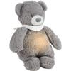 Nattou Peluche e Luce Notturna, Sleepy l'Orsacchiotto, 7 Colori Naturali, Carillon Integrato, Batteria USB, 19,3 x 11 x 30,5 cm, Vegano, Peluche/Poliestere, Grigio