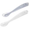 BÉABA - Cucchiaio in Silicone per Bebè e Neonato, Cucchiaino Svezzamento, Set di 2, Con Custodia di Trasporto, Blu