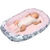 Medi Partners Riduttore Lettino Neonato - 100x60x15 Nido Antisoffoco Neonati Bozzolo Culla per Bebè Cuscino 100% Cotone Minky (Berry con Rosa Minky)