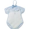 Filet - Fiocco Nascita Bimbo da Ricamare a Forma di Body, Made in Italy, Misure 22 x 25 cm, Colore Azzurro