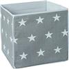 roba Contenitore Little Stars - Scatola in Tela per Conservare Giocattoli, Vestiti, Peluches, Biancheria - Decorazione - Portaoggetti - Grigio con Stelle Bianche