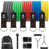 SURFOU Elastici Fitness 5 Livelli, Set Bande Elastiche con Maniglie | Cinturino alla Caviglia, Gancio alla Porta, Borsa e Guida Esercizi, Ideale per Yoga, Pilates e Allenamento di Forza