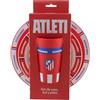 CYPBRANDS - Atlético de Madrid, Set di stoviglie, Piatto, Ciotola, Bicchiere, Set da 3 pezzi, Colore rosso, Prodotto ufficiale