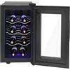 CLKAX Frigorifero per vino, 8 bottiglie, 23 l, porta in vetro LED, 8-18 °C | Termoelettrico, silenzioso, 55 W, a risparmio energetico, pratici ripiani, protezione UV, doppia porta in vetro