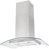 JOEAONZ Cappa aspirante a isola, 91,4 cm, 700 CFM, 4 luci LED, filtri a 5 strati, cappa da cucina canalizzata/convertibile senza condotto, aspiratore a 3 velocità con motore silenzioso, vetro temperato curvo