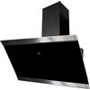Respekta Cappa Isola senza Cappa, Cappa inclinata 90 cm, Paralume in vetro con cornice in acciaio inox Nero, Funzione di scarico e ricircolo d'aria, CH89090S, A++, 39-59 dB