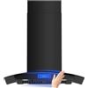 FIREGAS Cappa da cucina Black Island, 700 CFM, montaggio a soffitto, con controllo touch e gesto, ventola a 3 velocità, luci LED, cappa di sfiato convertibile senza condotti