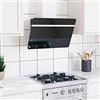 Tidyard Cappa,Aspirante,Cucina,da Parete,a Muro,in Acciaio e Vetro Temperato,Nero,60 cm,180 W,Capa Aspirente 60 cm,Cappa da Cucina 60 cm,Cappa in Vetro e Acciaio