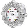 JewelryWe Orologio da dito da uomo e donna con elastico rotondo al quarzo, Anello Orologio Stile Semplice, con Zircone Lucido Fiore,Regalo per Natale