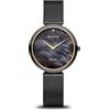 BERING 18132-Charity1 Orologio da polso da donna al quarzo, cassa in acciaio inossidabile blu da 32 mm e quadrante blu, cinturino in maglia milanese, vetro zaffiro, 3 ATM
