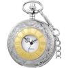 Tiong Orologio da tasca al quarzo da uomo, con numeri romani, con catena, per uomo e donna