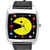 TAPORT Orologio quadrato in pelle nera per gli appassionati di gioco, Nero , Cinturino
