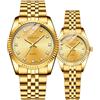 MASTOP Coppia di orologi svizzeri di marca orologio d'oro uomo donna in acciaio inox impermeabile orologio al quarzo