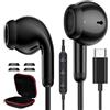 AIAUXAI Cuffie USB C per Samsung Galaxy S26 Ultra S25 S24 S23 A57 A16 A17, Nero | Cuffie In-Ear per iPhone 18 Pro Max 17 16 15, Auricolari Tipo C con Microfono Hi-Fi Stereo Auricolari per Google per Xiaomi