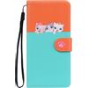Butnyeoe Cover per iPhone 12 Libro,iPhone 12 Pro Gatti Custodia,PU Pelle Protettiva Portafoglio Flip Case con Slot per Schede e Magnetica Supporto,Arancio+Blu