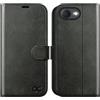 OCASE Portafoglio Cover per iPhone 17e/16e (6,1 Pollici) Nero Grigio | Custodia a Ribalta, Portafoglio in Pelle PU, Blocco RFID, 3 Slot per Carte, Supporto Integrato, Protezione Antishock