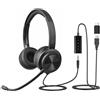 INOVU Hello Pro - Cuffie con microfono per PC - Microfono con cancellazione rumore - 3,5 mm e adattatore USB - Controllo volume - Per videoconferenze, telelavoro, Teams, Zoom