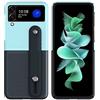 Topme Cover per Samsung Galaxy Z Flip4 5G 6.7 Inches Custodia Case, Robusta Custodia per PC con Cinturino Da Polso.Blu Ghiacciaio