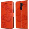 DENDICO Cover per Oppo A9 2020 / Oppo A5 2020, Portafoglio Custodia in PU Pelle per Oppo A9 2020 / Oppo A5 2020, Antiurto Cover a Libro con Slot per Carte, Arancia