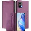 MOJIA Custodia per Motorola Moto Edge 30 Neo/Edge 30 Lite, Resistente a Cadute e Graffi, Alta qualità PU Pelle Stile Portafoglio Cover Folio con Chiusura Magnetica. Dark Purple