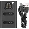 DSTE LI-90B LI-92B DB-110 Caricatore Dual USB con display LCD Compatibile per Olympus Tough TG-5, Ricoh GR III,Ricoh WG-6,Ricoh G900 - Alimentazione tramite cavo USB di tipo C a spina USB-A 2.0