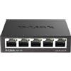 D-Link DGS-105 Switch 5 Porte Gigabit, Struttura in Metallo, Nero, Desktop