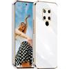 Kaywzo Cover per Huawei Mate 20,Custodia Ultra Sottile Morbido Placcatura TPU,Brillant Specchio Silicone Antiurto Protettivo Phone Case Cover,Bianca