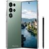 Maustron Smartphone G25 Ultra sbloccato, cellulare 5G, Android 14.0, 8+256 GB, schermo HD da 7,3 pollici, doppia SIM, fotocamera da 108 MP + 64 MP, batteria da 7000 mAh, stilo integrato (verde)