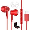 ACOCOBUY Auricolari USB C Cuffie per Samsung A17/A16/A56/A36/S26/S25/S24 | HiFi Stereo Magnetico Auricolare USB Tipo C Auricolare con Microfono per iPhone Duo 18 Pro 17e 16e 15 per Pixel 10a 11 rosso