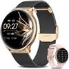BANLVS Smartwatch Donna Chiamate Bluetooth e Risposta, 1.32 Smartwatch con Always-on Display Cardiofrequenzimetro SpO2 Sonno Fisiologia Orologio Fitness Notifiche Messaggi per Android iOS OroNero