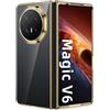 GIOPUEY Cover Compatibile con Honor Magic V6, Alta Trasparenza Custodia, Materiale PC Rigido Case，Nessun Ingiallimento, Nessuno Sbiadimento - Golden
