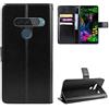 QiongniAN Cover per LG G8S ThinQ,Custodia per LG LMG810EAW G8S ThinQ / LMG810EA Custodia Portafoglio in Pelle Flip Case Black