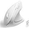 Perixx PERIMICE-713W Mouse Verticale Ergonomico Naturale Senza Fili a 2,4 GHz con ricevitore USB, interruttore di alimentazione, design a 6 pulsanti, 3 livelli di DPI, per mano destra, bianco