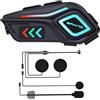 OBEST Casco da Moto Auricolare, Bluetooth BT5.4 Cuffie Stereo, Impermeabili IPX8 Senza Fili Cuffia con 2 Microfoni e Torcia Elettrica, Mane libere, Assistente Vocale, Adatto per Sci/Arrampicata