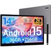 BEYNIVAN Tablet 14 Pollici Android 15 Tablet in Offerta,Octa Core,20W/11580mAh,36GB RAM+256GB ROM,2000 * 1200 incell FHD+,Foto AI 16MP+8MP, TÜV, GPS, Gemini AI,Face ID/GPS/BT 5.0/TÜV/USB-C,Grigio