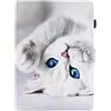 AsWant Lspcase Galaxy Tab A 9.7 Pollice Custodie e Cover PU + TPU Flip Wallet Stand Case con Auto Sonno/Veglia, Slot Schede e Porta Penna per Samsung Galaxy Tab A 9.7 SM-T550 / SM-P550 Carino Gatto Bianco