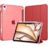 MoKo Cover per iPad Air 11 Pollici (M4/M3/M2) 2026/2025/2024 con Portapenna | Cover per iPad Air 5a/4a Gen 10,9 2022/2020, Custodia iPad Air Trifold Sottile Leggera con Retro PC Rigido Traslucido, Rosso
