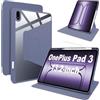 Lemxiee Cover per OnePlus Pad 3 Case,Custodia in pelle PU + Acrilico trasparente per supporto rotante & Slot per penna