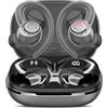 Jesebang Cuffie Bluetooth Sport, Auricolari 5.4 con Mic Stereo, YT18 Cuffie Wireless | Ricarica Rapida USB-C, Cuffiette Doppio Display LED, IP7 Impermeabili Auricolare,48H,Cuffie Senza Fili Corsa Running,Grigio