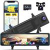 Inefala 4K Dashcam Specchietto 11,26''Touchscreen WiFi GPS con Scheda 64GB | WiFi&APP, Anteriore Posteriore 1080P, ADAS BSD, G-Sensor, Registrazione Loop, Visione Notturna, Grandangolo