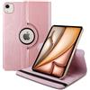 World biz Custodia rotante per iPad Air 13 M2 (2024) A2898 / A2899 / A2900, rotazione a 360 gradi Smart Cover con supporto, accensione e spegnimento automatico, iPad Air 13 (oro rosa)