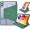 idudao Custodia Cover per Xiaomi Redmi Pad 2 Pro 12,1 pollici 2025,360 rotazione multi-angolo trasparente Indietro Case per tablet con portapenne, Verde Scuro