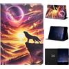 Generico DayQiQiPu Custodia per Samsung Galaxy Tab S5e SM-T720/T725 (10,5 Pollici) Portafoglio con Caso a ribalta in Pelle PU Sottile Cover intelligente con Auto Wake/Sleep Motivo Lupo lunare 01