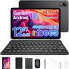 Luzglo P12 Android 16 Tablet 12 Pollici, T7280 Octa-Core, 48GB RAM+128GB ROM/2TB TF, IPS 2.4K Display 120 Hz, 10000 mAh,WiFi5, 8MP+13MP,Gemini AI, Tablet con Tastiera, Face ID/GPS/OTG/FM, Nero