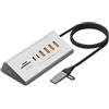 Fegtrtyoa Stazione di Docking USB 3.2 da 10 Gbps, Splitter di Tipo C, Hub USB con Lettore di Schede, Adattatore Multifunzione in Lega di Alluminio, Interruttore per PC Portatile