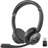 Earbay Cuffie wireless V5.3 Bluetooth con microfono senza fili, cancellazione del rumore, cuffie da ufficio senza fili con microfono mute e dongle USB per PC/ufficio/Zoom/MS Teams