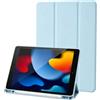 Palkitsee Cover Custodia Compatibile con iPad 10,2 Pollici 9a 8a 7a Generazione 2021/2020/2019 con Portapenne, Supporta la Ricarica iPencil di 2a Gen, Cover Tablet Sottile con Auto Svegliati/Sonno, Azzurro
