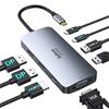Selore&S-Global USB C Docking Station Dual Displayports 8 in 1 Multiport Adapter con 4K HDMI, 2 * 4K DP, 1080P VGA, 2*USB2.0, USB C Data, 100W PD 3.0, Laptop Multi Monitors Station per Dell HP