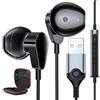 ASKUBSKU Cuffie USB per Computer,In Ear Auricolari PC con Filo per Chromebook PS 5 4 | Auricolare Gaming con Microfono Cancellazione Rumore Funzione Disattivazione Audio Controlli per Trasmissione diretta Office